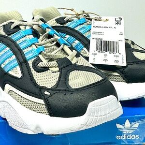 NEW Adidas Ozmillen EL C Little Kids Size 2 Sneakers Grey/Semi Blue IF4452 IN BX